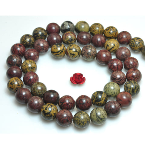 YesBeads Natural Artistic Jasper smooth round beads grass flower gemstone wholesale jewelry making