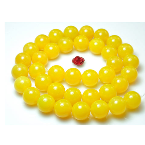 YesBeads Yellow Agate gemstone smooth round beads wholesale 10mm 15"