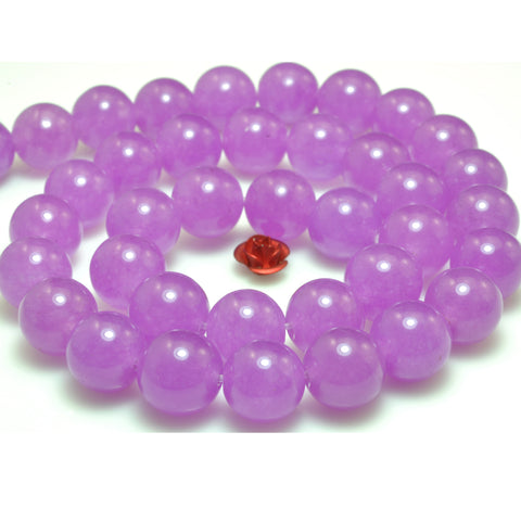 YesBeads Purple Jade smooth round loose beads wholesale gemstone jewelry making 15"