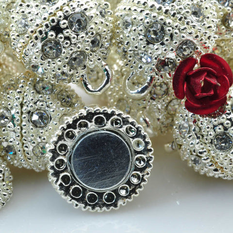Silver plated rhinestone Magnetic Clasp CZ pave round beads clasps wholesale jewelry findings making