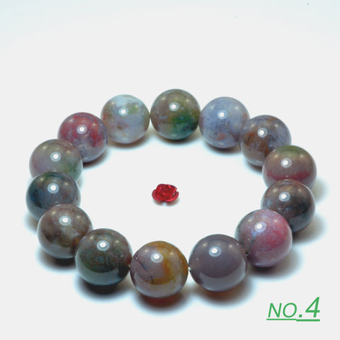 YesBeads Indian Agate Bracelet natural gemstone smooth round beads stretch bracelet for men or women jewelry