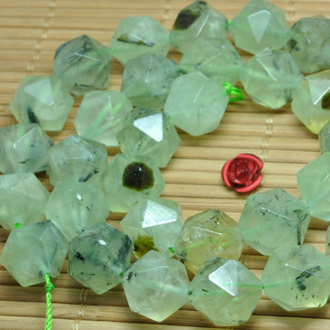 Natural Green Prehnite star cut faceted nugget beads gemstone jewelry making bracelet necklace diy