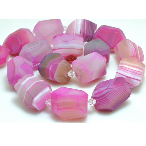 YesBeads Red Banded Agate matte faceted nugget drum chunks beads gemstone wholesale jewelry making 15"