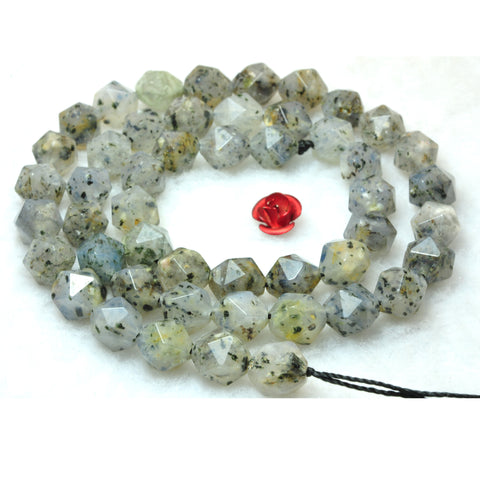YesBeads Natural Black spot Agate star cut faceted nugget beads gemstone wholesale 15"