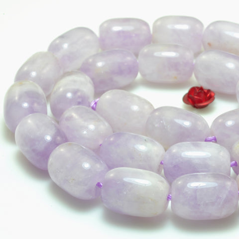 YesBeads Natural Purple Jade soft liac smooht barrel tube beads gemstone 10x14mm 15"