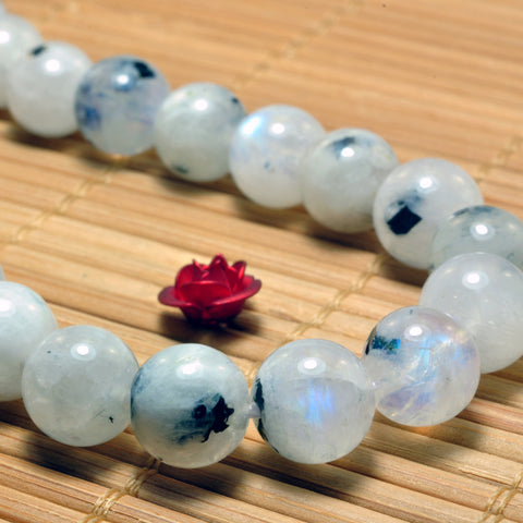 YesBeads Natural Rainbow moonstone smooth round loose beads wholesale gemstones jewelry making 6mm-8mm 15"