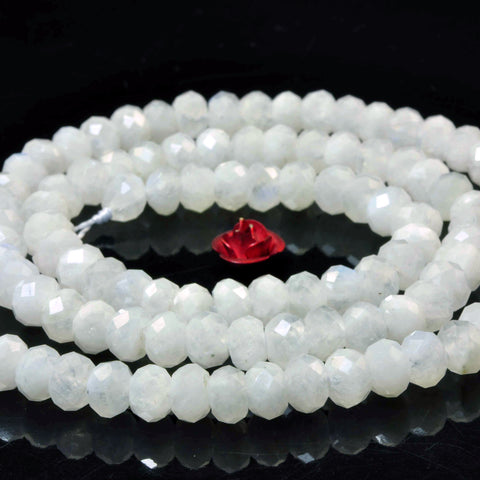 YesBeads natural rainbow Moonstone faceted rondelle loose beads wholesale gemstone 4x6mm