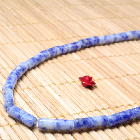 YesBeads Natural Blue Stones smooth tube beads gemstone wholesale jewelry making supplies15"