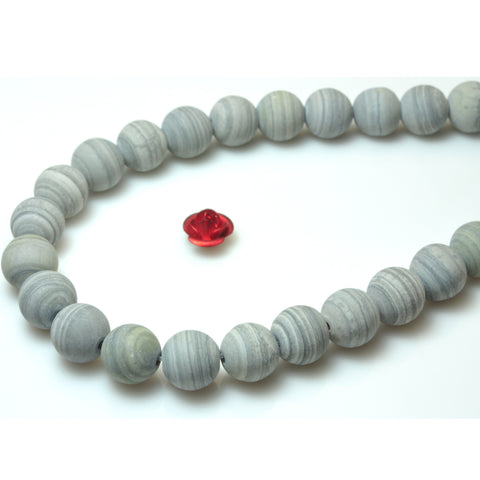 YesBeads Gray Banded Jasper matte round beads gemstone 6-10mm 15"
