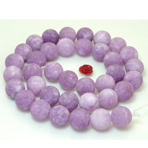 YesBeads Malaysia Jade lilac purple gemstone matte round beads 8mm-12mm 15"