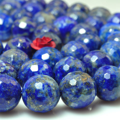 Natural Lapis Lazuli faceted loose round beads blue lapis stone wholesale gemstone for jewelry making bracelet DIY