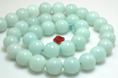 YesBeads Natural Amazonite gemstone smooth round loose beads gemstone wholesale jewelry making bracelet design 15"