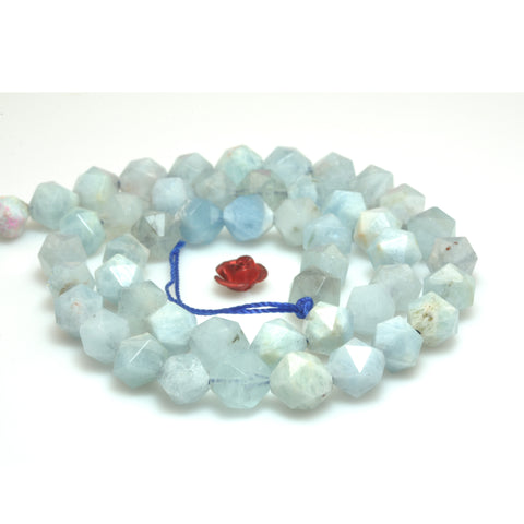 Natural Aquamarine blue gemstone star cut faceted nugget loose beads wholesale jewelry making bracelet diy
