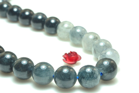 Natural blue rutilated quartz mix gemstone smooth round loose beads wholesale jewelry bracelet necklace diy