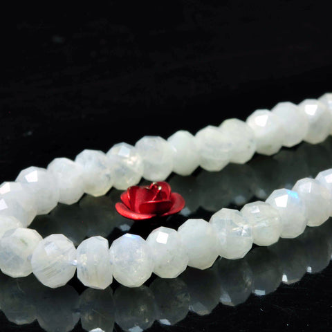 YesBeads natural rainbow Moonstone faceted rondelle loose beads wholesale gemstone 4x6mm