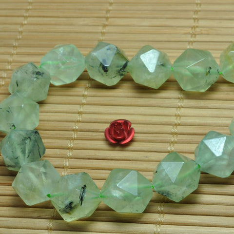 Natural Green Prehnite star cut faceted nugget beads gemstone jewelry making bracelet necklace diy