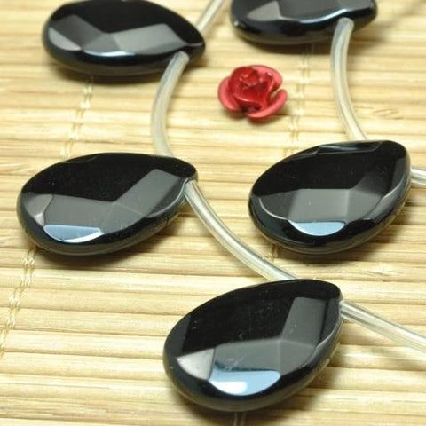 Black onyx faceted teardrop loose beads gemstone wholesale jewelry making earring design stone