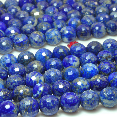 Natural Lapis Lazuli faceted loose round beads blue lapis stone wholesale gemstone for jewelry making bracelet DIY