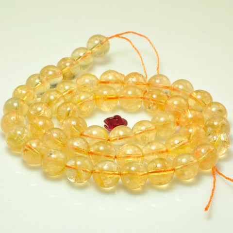 Natural Citrine gemstone smooth round beads yellow crystal stone wholesale jewelry making 8mm
