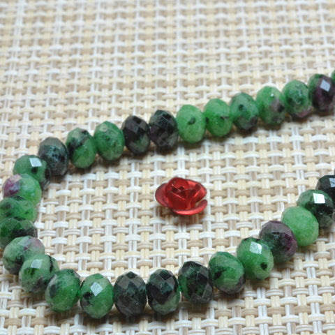 YesBeads Natural Green Zoisite gemstone faceted rondelle beads wholesale 15"