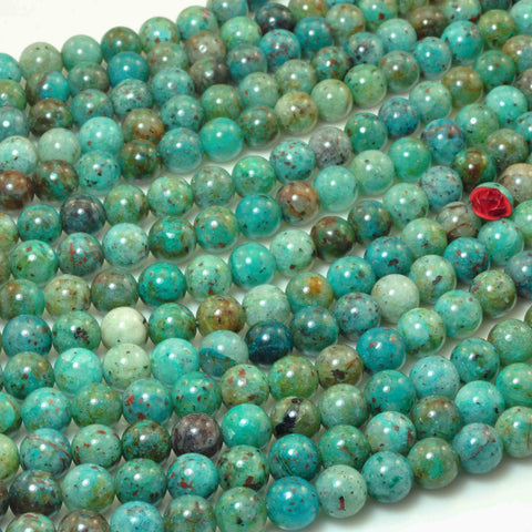 YesBeads Natural Chrysocolla gemstone smooth round loose beads wholesale jewelry making green stone 15"