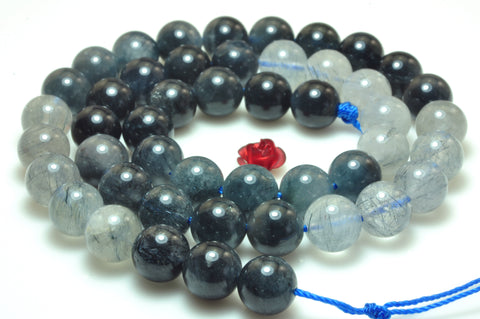 Natural blue rutilated quartz mix gemstone smooth round loose beads wholesale jewelry bracelet necklace diy