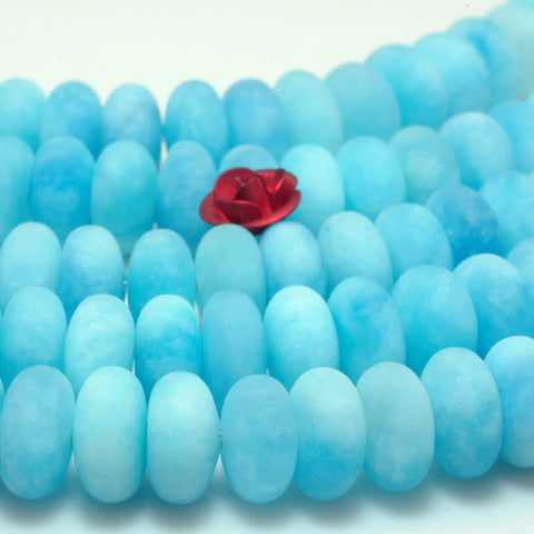 YesBeads Malaysia Jade matte rondelle beads blue jade gemstone wholesale 15"