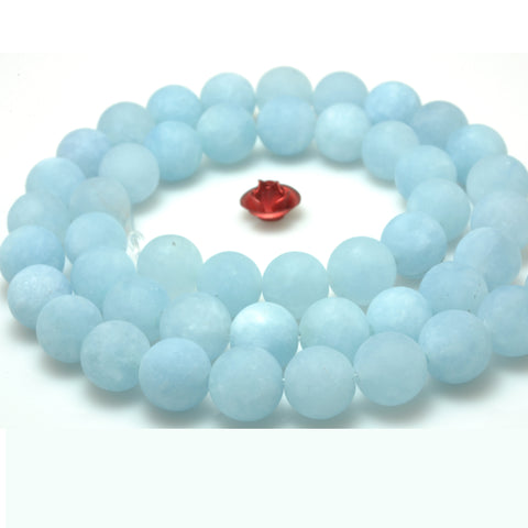 YesBeads Malaysia Jade matte round loose beads blue jade gemstone wholesale jewelry making 15"