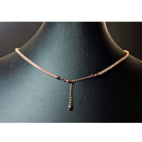 YesBeads Electroplated reticulated rhinestone necklace with lobster clasp extended chain jewelry for gift
