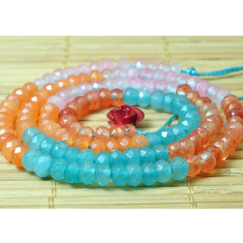 YesBeads Multicolor Jade mix gemstone faceted rondelle loose beads wholesale jewelry 15"