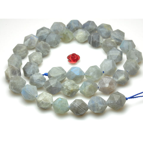 YesBeads Natural Labradorite star cut faceted matte nugget beads gemstone wholesale jewelry making 15"