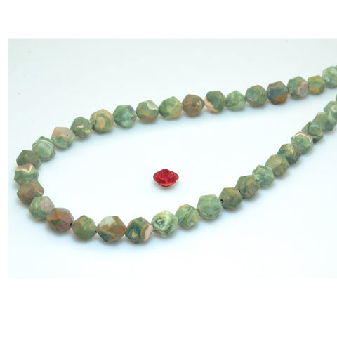 YesBeads Natural Rhyolite Jasper matte star cut faceted nugget beads gemstone wholesale jewelry 15"