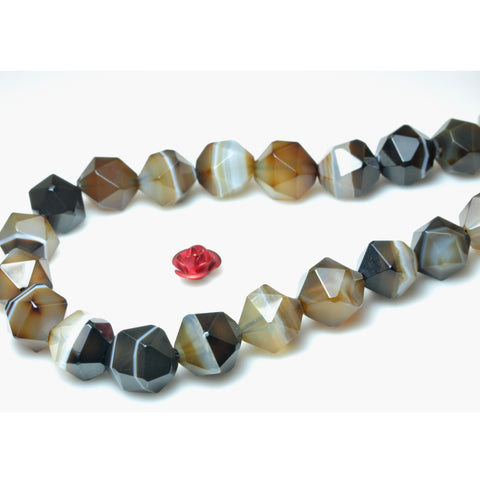 YesBeads Brown Banded Agate star cut faceted nugget beads gemstone 8mm 10mm 15"