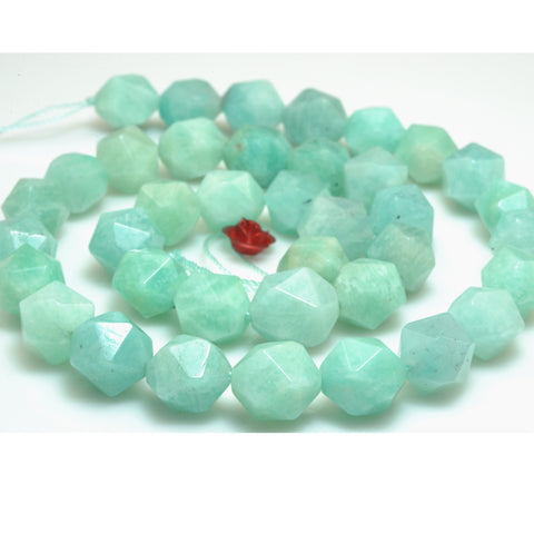 YesBeads Natural Amazonite star cut faceted nugget beads green gemstone wholesale jewelry 15"