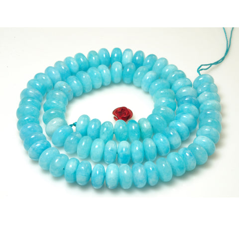 YesBeads Malaysia Jade smooth rondelle beads blue jade gemstone wholesale jewelry 15"