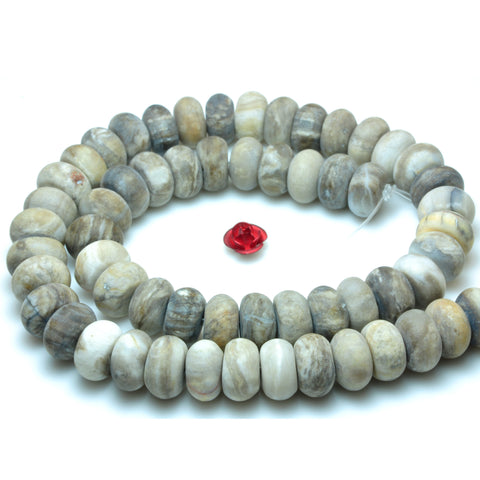 Natural Gray Silver Leaf Jasper matte rondelle beads gemstone wholesale jewelry making bracelet necklace diy