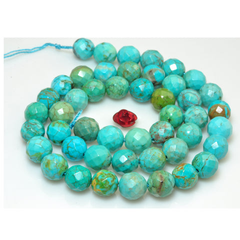 Green Turquoise faceted round loose beads gemstone wholesale for jewelry making diy bracelet