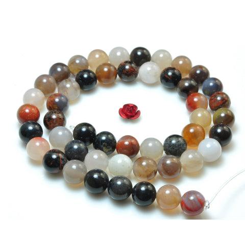 YesBeads Natural Arizona Petrified Wood Agate smooth round beads gemstone 15"