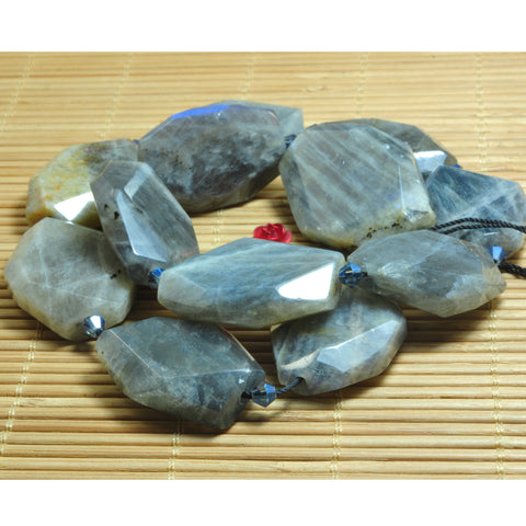 YesBeads Natural Labradorite faceted nugget chunk beads wholesale gemstone jewelry making 15"