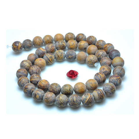 YesBeads Natural Rubber stone matte round beads gemstone 8mm 10mm 15"