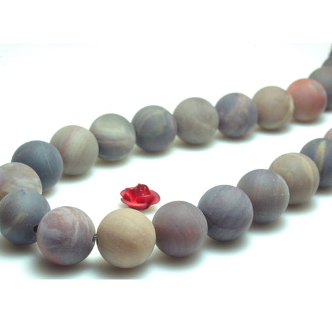YesBeads Natural Petrified Wood Jasper stone matte round beads gemstone wholesale jewelry making 15"