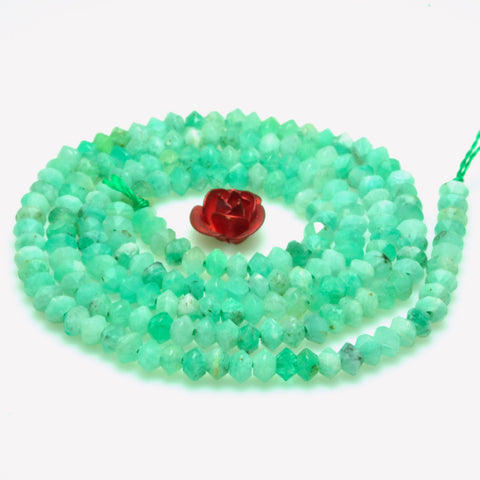 YesBeads natural green Emerald A grade faceted disc rondelle beads gemstone 2x3mm 15"