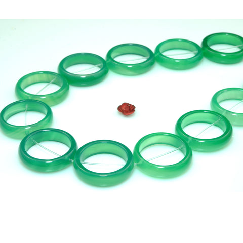 YesBeads Natural Green Agate smooth ring donut circle beads gemstone wholesale jewelry making