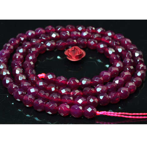 YesBeads Rose Red Agate faceted round loose beads wholesale gemstone jewelry 15"