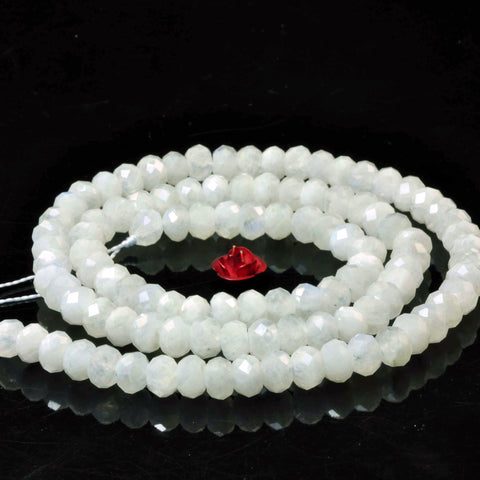 YesBeads natural rainbow Moonstone faceted rondelle loose beads wholesale gemstone 4x6mm
