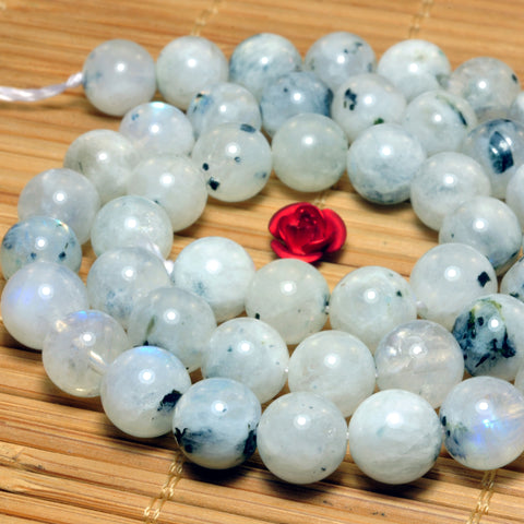 YesBeads Natural Rainbow moonstone smooth round loose beads wholesale gemstones jewelry making 6mm-8mm 15"