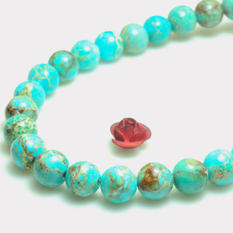 YesBeads Impression Jasper smooth round loose beads blue imperial jasper gemstone wholesale jewelry making 6mm 15"