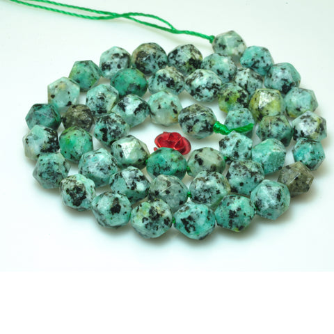 YesBeads Granite stone light green speckled black star cut faceted nugget beads gemstone wholesale bracelet design 15''