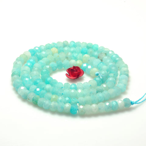 Natural Amazonite faceted rondelle loose beads gemstone wholesale 3x4mm