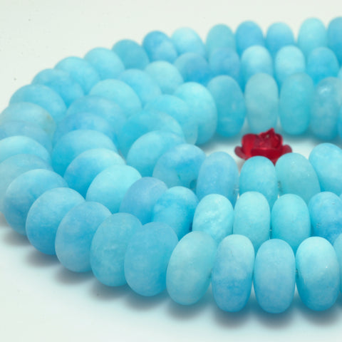 YesBeads Malaysia Jade matte rondelle beads blue jade gemstone wholesale 15"